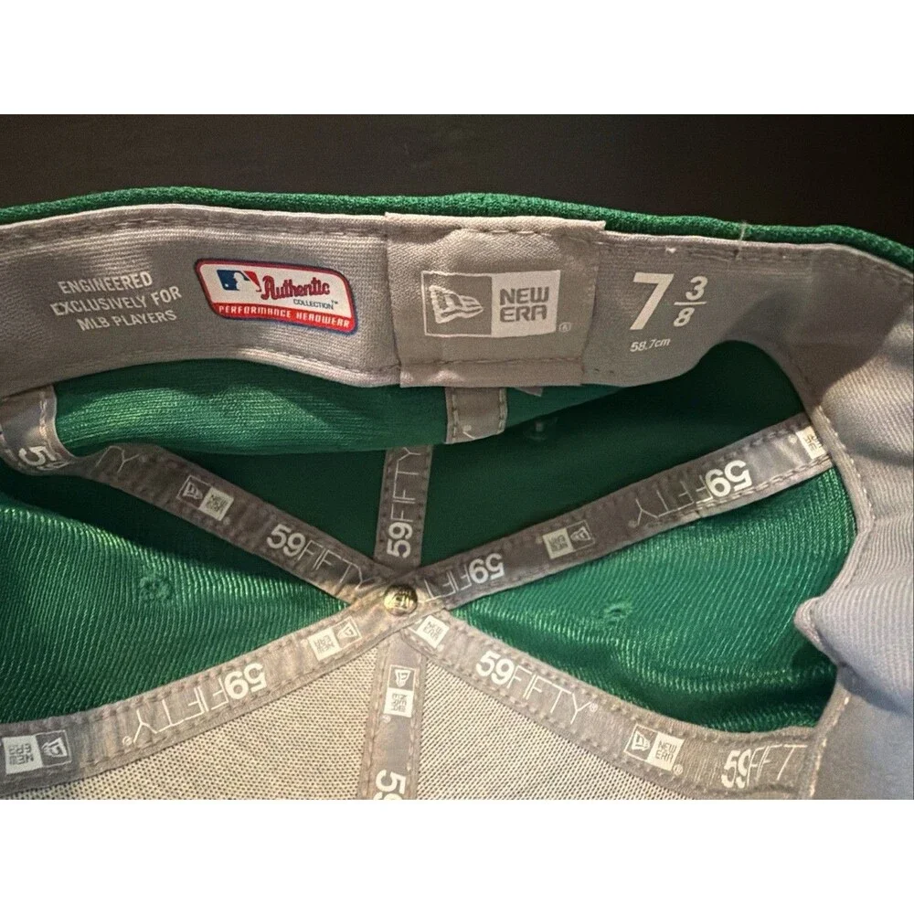 Cincinnati Reds New Era Kelly Green White Logo 59FIFTY Fitted Hat Size 7 3/8